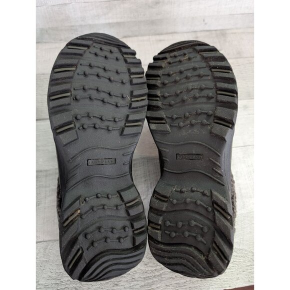 Lands End Chalet Clog 6.5M Dark Gray Suede Slip-On Shoes Faux Shearling Lining - Picture 5 of 6